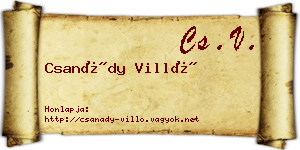Csanády Villő névjegykártya